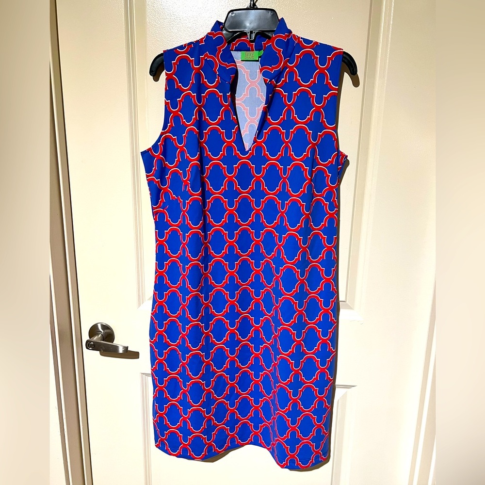 Katherine Way red and blue dress